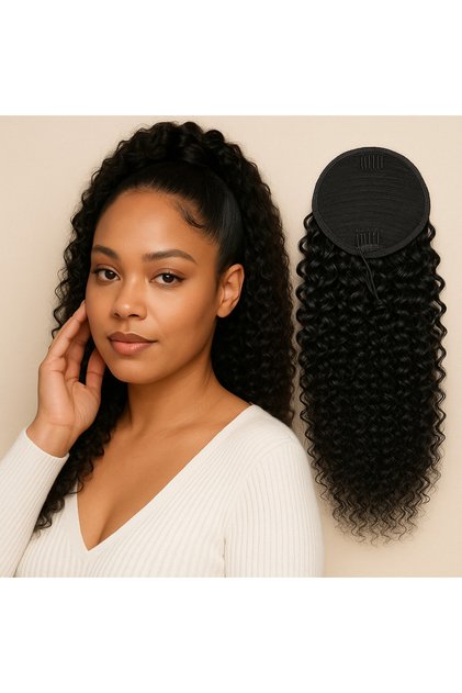 14 Inch Ponytail Extension Human Hair – Curly Drawstring Ponytail for Women