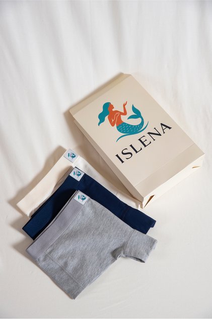 3-Piece Boxer - Comfy Classic Set (Cream/Grey/Navy Blue 3-Piece Boxer Set)