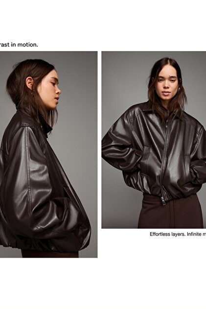 Bershka Leather effect balloon jacket- Trendyol