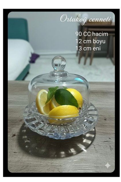 Lİmon saklama kabı kapaklı 1 ad cam dekoratif sağlıklı delısoga marka 90 mm hacim12 cm boy13 cm eni