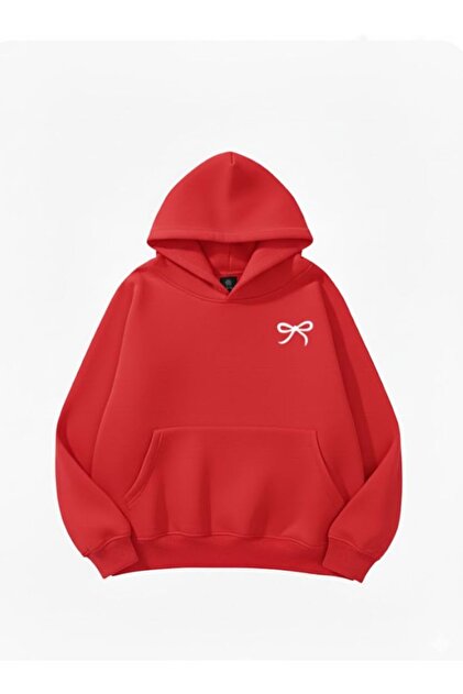 Unisex Erkek/Kadın Renkli KRDLKÇK Özel Baskılı Pamuklu Oversize Kapüşonlu Sweatshirt