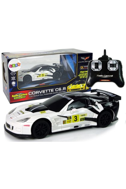 Masina Sport cu Telecomanda R/C 1:24 Corvette C6.R Alba 2.4G cu Lumini