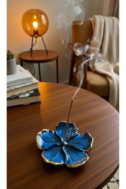 Dekoratif Çiçek Hibiskus Gece Mavisi Tütsülük