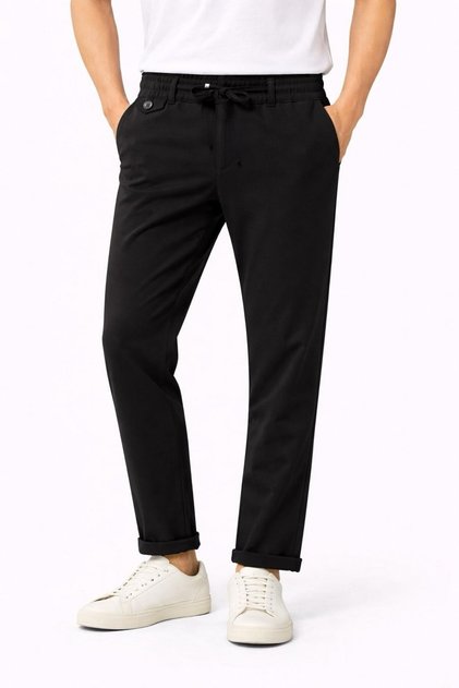 Pantaloni din material material elastic pentru bărbați, cu talie elastică completă, cu picioare duble
