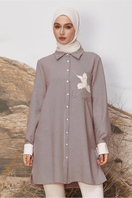 Shirt Collar Patterned Tunic 46265