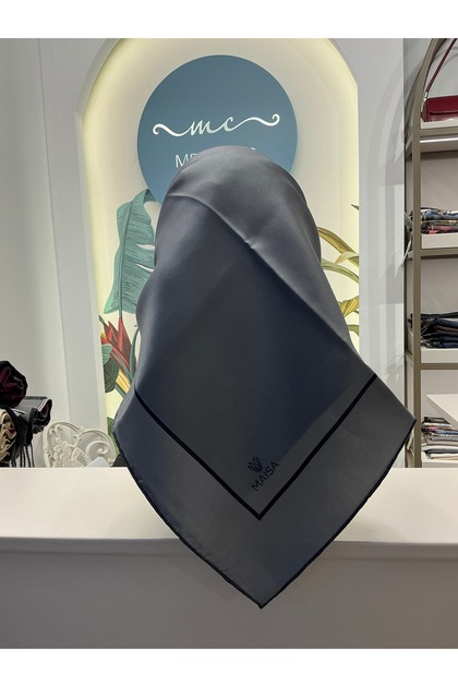 Pak Ti̇vi̇l Silk Scarf 90*90 cm - Dark Gray