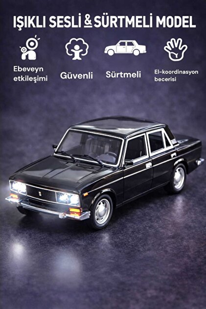 Fidan oyuncak Işıklı Sesli Sürtmeli Lada Model Oyuncak Araba
