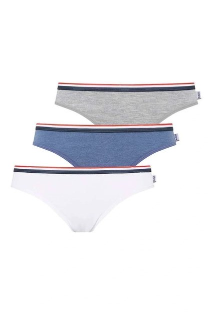 Women's White - Blue Melange - Gray Melange 3-Piece Slip 66271
