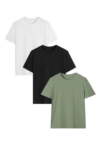 3-Piece Circular Neck Relaxed Fit T-Shirt