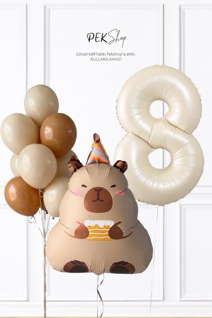 Kapibara Doğum Günü Balon Seti Yaş Balonlu Balon Zinciri Seti