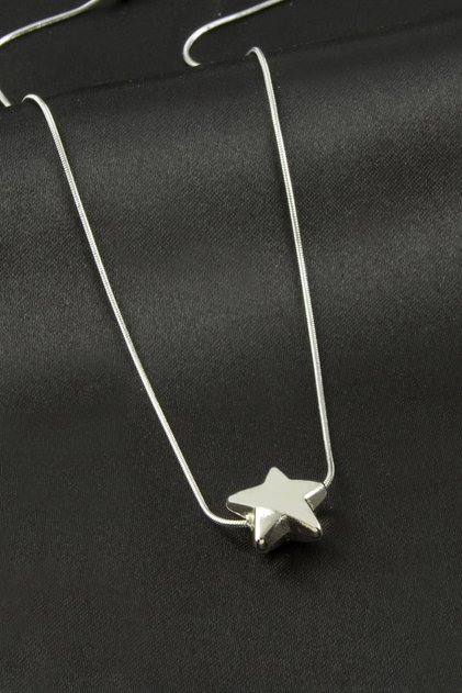 Star Steel Necklace with Zircon Stone, Stylish Design