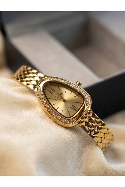 Italian Design, Luxury Women's Watch with Crystal Stone and Steel Band