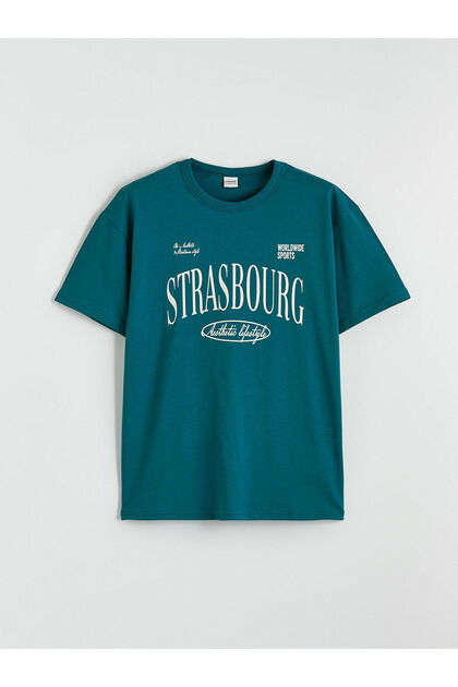 Green Crew Neck Strasbourg Printed Boy's T-Shirt
