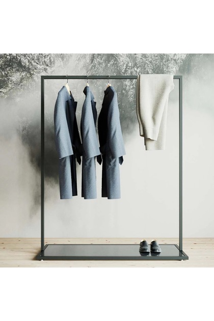 Butik Tekli Askılık Mağaza Ayaklı Standı MDF Bazalı Askılık