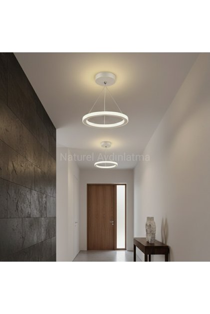 30 cm Minimalist Halka LED Avize - Çift Yönlü Aydınlatma (İç & Dış Işık)