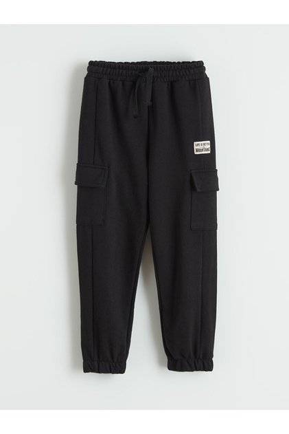 Black Cargo Pocket Pack Boys' Jogger Sweatpants