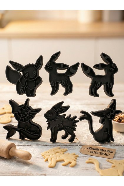 Pokemon Eevee 6-Piece Cookie Mold Set Dough Cutter Sugar Plasticine Pastry Shaper