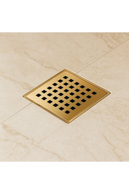 Gold Altın Kare Yer Süzgeci 10x10 cm – Lüks Banyo & Islak Hacim Süzgeci