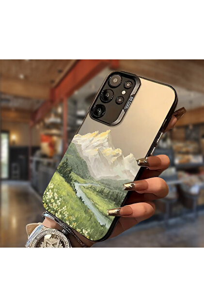 Samsung Galaxy S24 Ultra Compatible Green Painting Themed Printed Dirt-Resistant Phone Case Mk01A