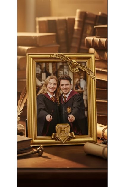 Harry Potter Hedwig Ve Hogwarts Armalı Tasarım Fotoğraf Çerçevesi