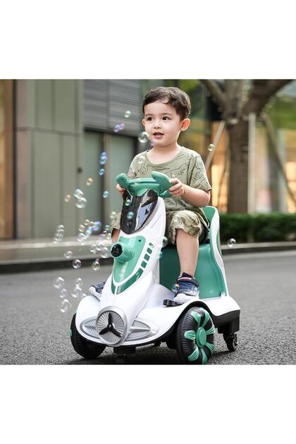 Kids Dual Traction Balance Car, Early Education Bubble Drift Car, Remote Control Baby Toy Car green