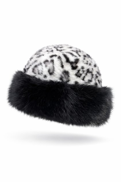 Fur Detailed Leopard Print Women's Winter Hat Soft – Warm – Luxurious Textured