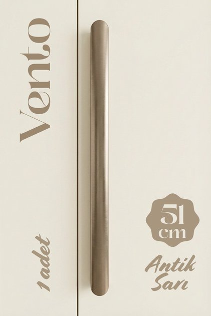 VENTO Antik Sarı Düz Çekmece Kulp 512 mm Uzun Metal Dolap Gardırop Mutfak Banyo Kulbu Modern Tasarım