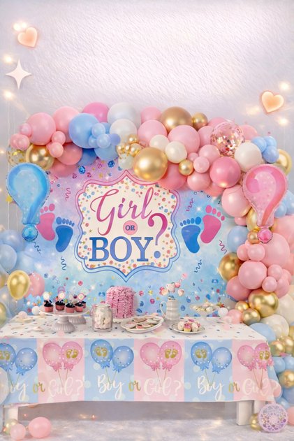 61 Piece Gender Balloon Concept - Baby Shower Set Eng-B1084