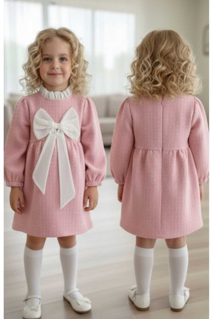 Bow-Detail Stylish Girls' Holiday Dress