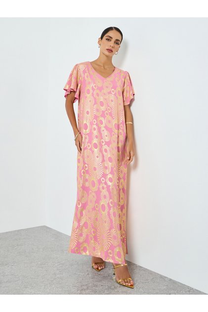 Women Graphic Printed Short Sleeve Jalabiya