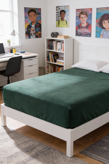 Single 100% Cotton Elastic Towel Sheet - 100X200 + 30 cm High Edge