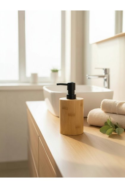 Bamboo Liquid Soap Dispenser Modern Wooden Design Stylish Soap Dispenser for Bathroom & Kitchen