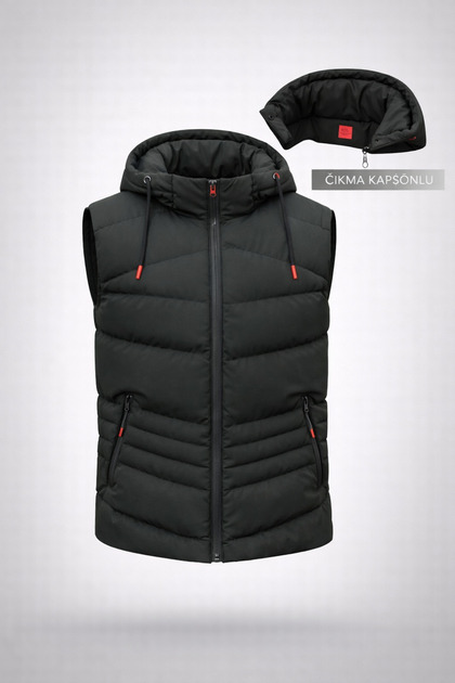 Men's Detachable Hooded Vest Windproof