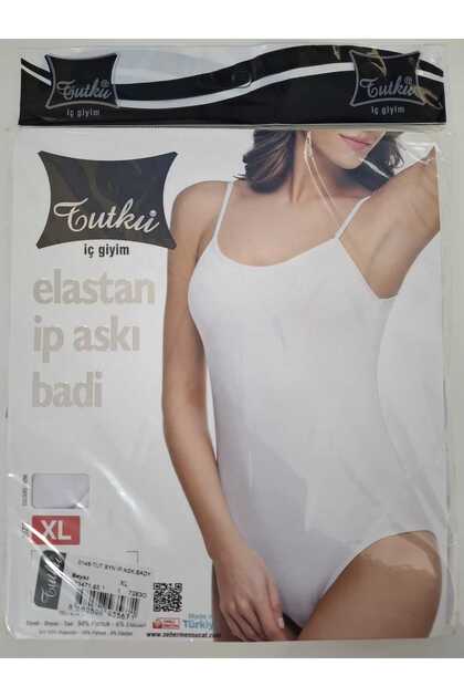 Kadın Ip Askılı Likralı Kancalı Çıtçıtlı Body-Atlet-Beyaz-2'li-%94 Pamuklu-Orjinal