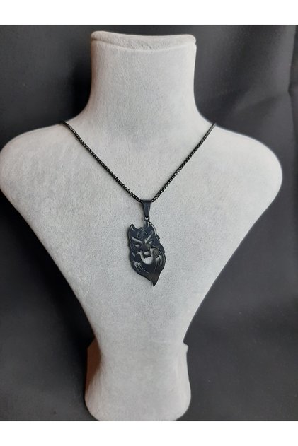 Wolf Iconic Steel Necklace 3.5cm Black Unisex Style Necklace