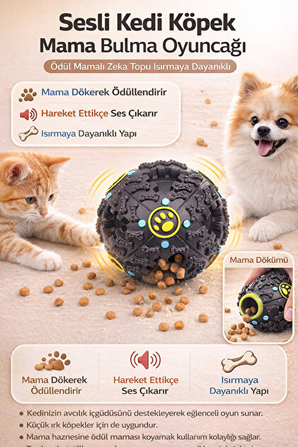 Hane Dostu Sesli Kedi Köpek Mama Bulma Oyuncağı | Ödül Mamalı Zeka