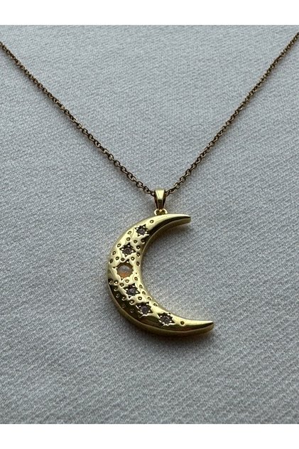 Gold Color Women's Necklace with Minimal Moon Figure – Daily Use
