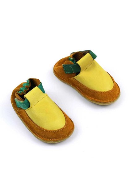 Botosei din piele naturala , pentru bebelusi 3268-MUSTAR/VERDE/S