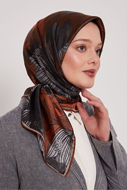 Large Striped Floral Pattern Sparkly Crystal Scarf