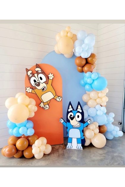 Burnt Orange Blue Milk Coffee Caramel Balloon Chain Set 100 Pieces
