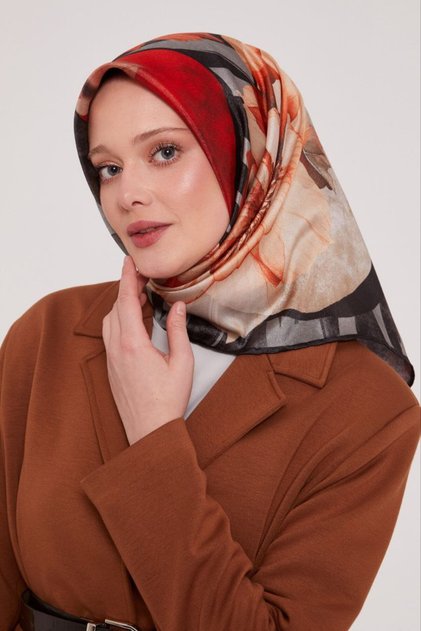 Striped Floral Pattern Sparkling Crystal Scarf