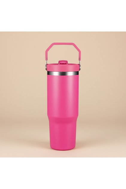 Pahar izolat anti-scurgere - 900 ml din oțel inoxidabil, băuturi calde și reci, roz