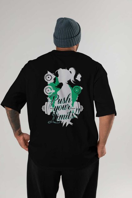 Gym, Sports, Fitness 20 Back Printed Black Oversize T-Shirt Men's Women's Cotton Crew Neck T-Shirt
