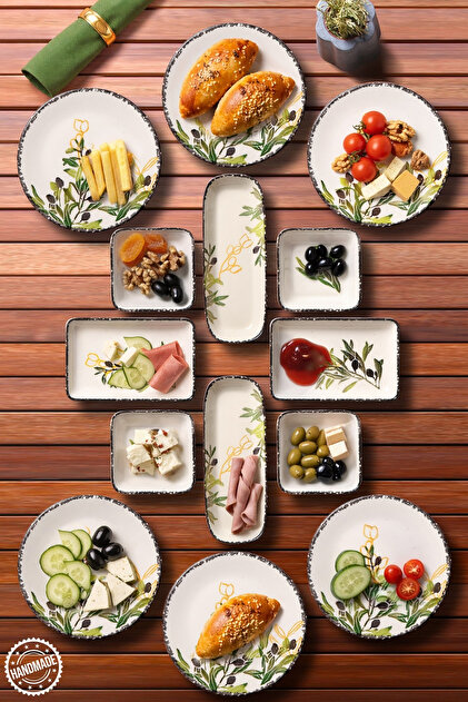 nanren3321812 6本セット⑤ Nandy Home 14 Parça 6 Kişilik Handmade Zeytin Kahvaltı Takımı