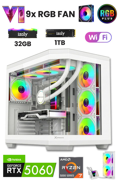 IZOLY T52-Y White Ryzen 7 5700X 32GB 1TB M.2 NVME RTX 5060 8GB