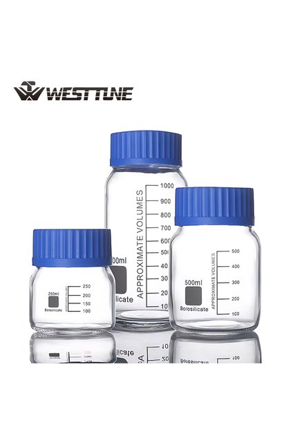 1000ml WESTTUNE 250ml/500ml/1000ml Graduated Round Glass Reagent Bottle Laboratory Transparent Seale