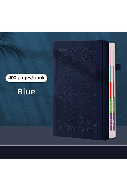 A5 blue 2026 A5 Textured PU Portable Agenda Book English Calendar Book Notepads Creative Daily Plann
