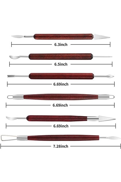 6pcs 6PCS Sculpting Pottery Clay Tools Wood Handle Pottery Set Wax Carving Sculpt Smoothing Shaper P