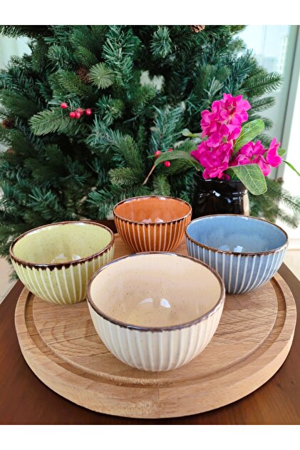 Madame Coco Kleby Renkli Orta Boy 4'lü Kase Seti - 90 ml - 10 x6