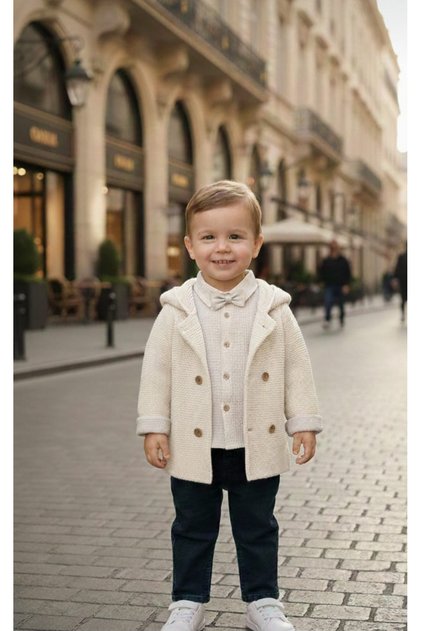 Kapsonlu Tricot Jacket with Bow Tie Shirt and Pants
